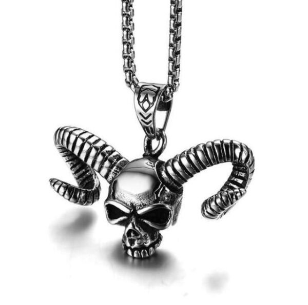 Gothic Devil Skull Grimace Mask Necklaces For Men Fangs Demon Mask Pendant Retro Punk Style Jewelry Gift - Pendants