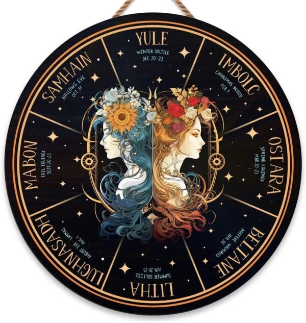 Wheel of the Year Wooden Wall Plaque - Witch Pagan Wiccan Sabbat Decor
