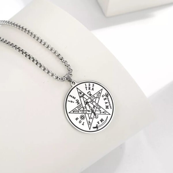 Vintage Talisman Tetragrammaton Pentagram of Solomon Pendant Wicca Necklace Gift