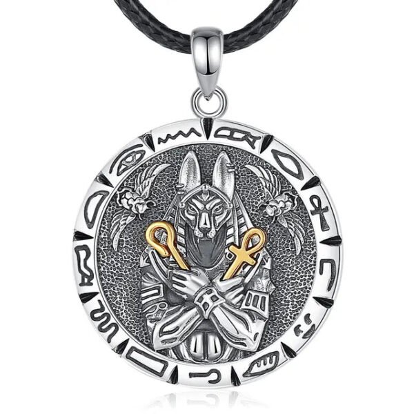 Egyptian Anubis Amulet Necklace Ankh Cross Amulet Pendant