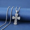 Vintage Pure Tin Cross Necklace Men Jesus Saint Benedict Exorcist Prayer Pendant Amulet Couple Religious Wishing Jewelry Gifts