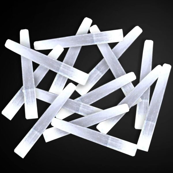 Himalayan Glow 1063 WBM Selenite Healing Crystals, 2 Wands with Single Massage Stick – 3 Count