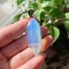 Big Natural Stone Crystal Jewelry Lapis Amethysts Opal Pink Quartz Obsidian Bullet Hexagonal Pendulum Pendant Necklace Amulet