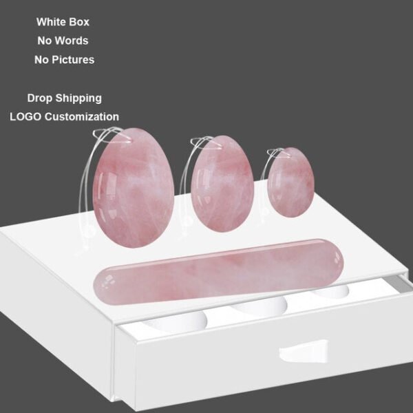 Natural Rose Quartz Yoni Egg Jade Eggs Women Kegel Exerciser Vaginal Muscles Tightening Ball Crystal Yoni Wand Kegel Eggs - Massage Ball
