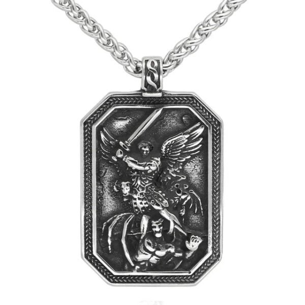 Stainless Steel Ancient Greek God of War Necklace Gift Vintage Angel Wings Shield Pendant