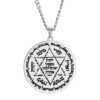 Protect God Pendant Kabbalah Amulet Names of 12 angels & Star of David Laser Cut Talisman Stainless Steel Pendant Necklace