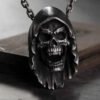 Vintage Gothic Hell Reaper Scythe Pendant Mystical Demon Necklace for Men Personality Punk Halloween Trend Jewelry