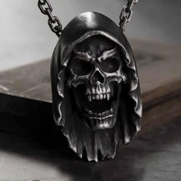 Vintage Gothic Hell Reaper Scythe Pendant Mystical Demon Necklace for Men Personality Punk Halloween Trend Jewelry