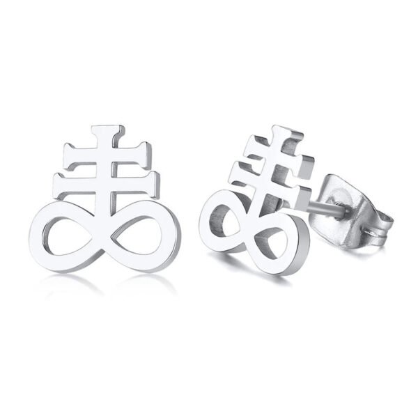 Satanic Earrings:Brimstone Satanic Cross Earring -Church of Satan Earrings