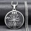Witch Triple Moon Goddess Hecate Necklace for Women Men Stainless Steel Greek Mythology Chain Necklace Jewelry