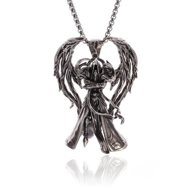 Vintage Gothic Hell Reaper Scythe Pendant Mystical Demon Necklace for Men Personality Punk Halloween Trend Jewelry