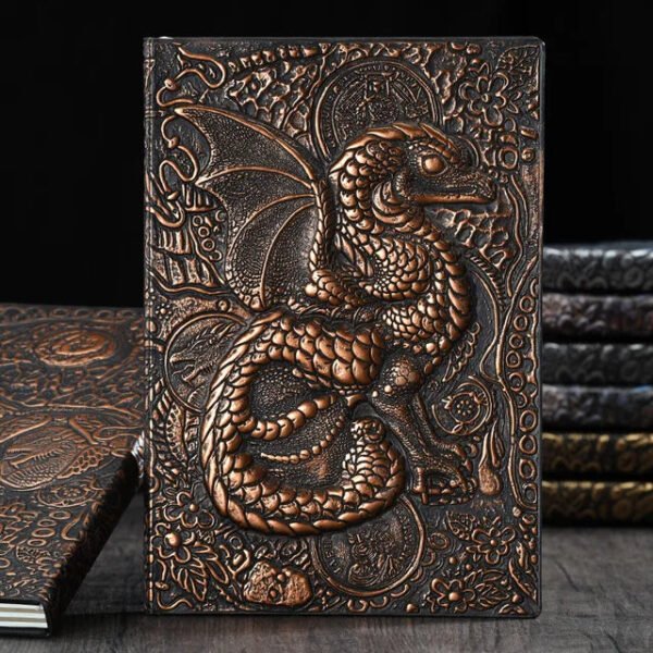 3D Three-dimensional Dragon A5 Notebook European Retro Thickened Pu Embossed Notepad Diary Business Gift Office Supplies
