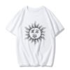 Sun and moon print Harajuku top Tee vintage fashion new large size loose casual short sleeved T shirt streetwear women clothing|T-Shirts|