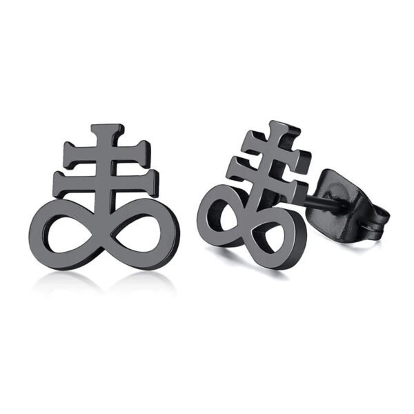 Satanic Earrings:Brimstone Satanic Cross Earring -Church of Satan Earrings