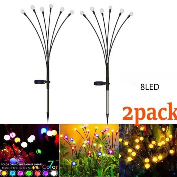 2pcs6/8/10 Lights Solar Lawn Lamp Garden Lamp, LED Wind-driven Firefly Ground Plug Lamp, Garden Ramadan Decoration Festival Lamp