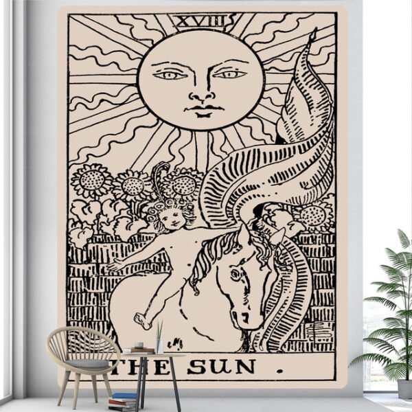 Tarot Card Psychedelic Scene Home Decoration Art Tapestry Hippie Bohemian Decoration Divination Wall Hanging Sheets - Tapestry