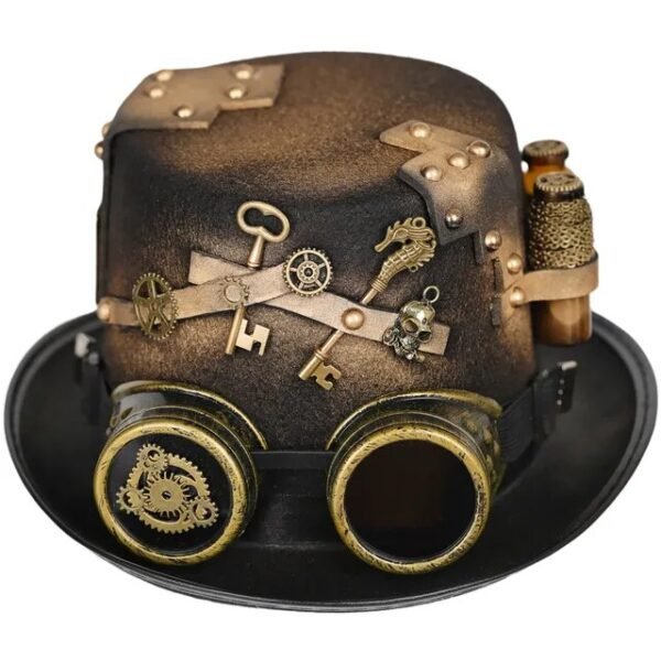 Steampunk Men Hat With Goggles Top Hat Jazz Hat Gothic Steampunk Top Hat For Men Non-slip Hat Carnival Nightclub