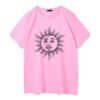 Sun and moon print Harajuku top Tee vintage fashion new large size loose casual short sleeved T shirt streetwear women clothing|T-Shirts|