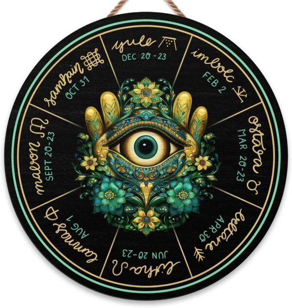 Wheel of the Year Wooden Wall Plaque - Witch Pagan Wiccan Sabbat Decor