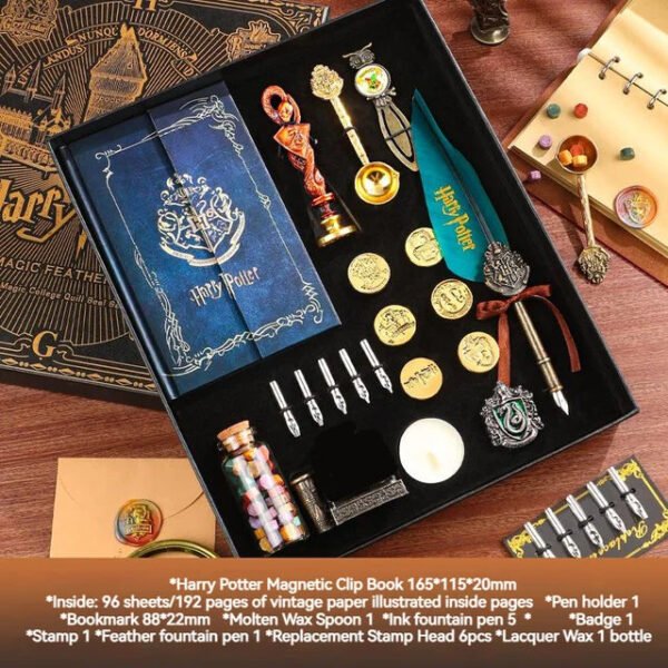 Magic Schools Wax Seal Stamp Set European British Feather Fountain Pen Wax Pellets Children's Day Gift Stamps for Scrapbooking