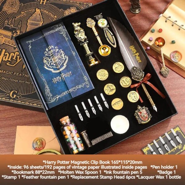 Magic Schools Wax Seal Stamp Set European British Feather Fountain Pen Wax Pellets Children's Day Gift Stamps for Scrapbooking