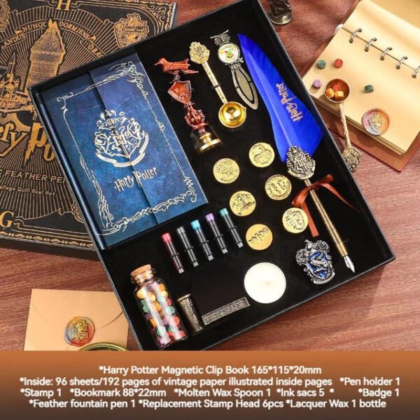 Magic Schools Wax Seal Stamp Set European British Feather Fountain Pen Wax Pellets Children's Day Gift Stamps for Scrapbooking