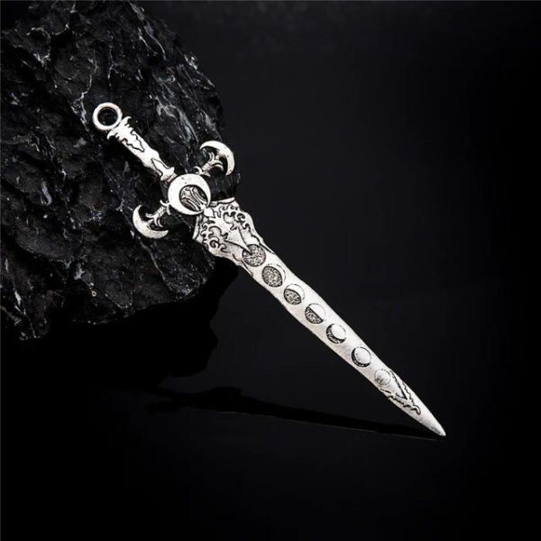 Vintage Vikings Lunar Phase Sword Hair Stick for Women Norse Cross Moon Hairpins Gothic Wicca Witch Headwear Punk Female Jewelry