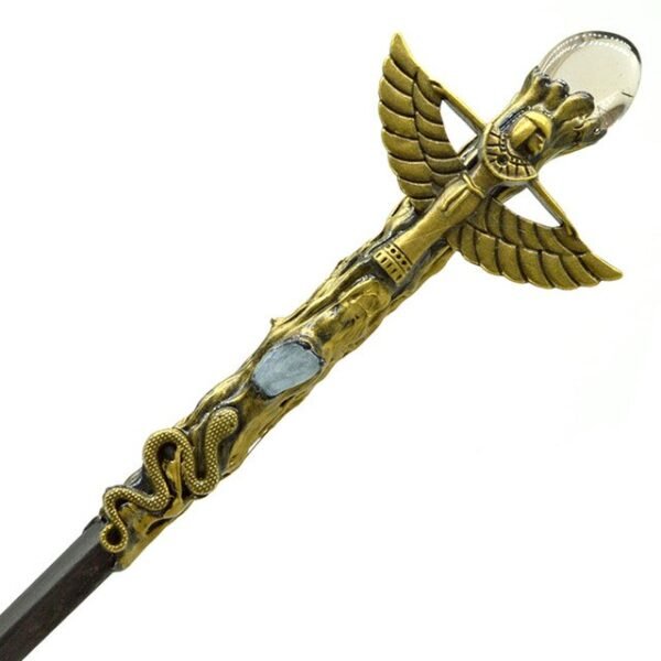 Natural Crystal Scepter Wiccan Wand Magic Altar Ornament Vintage Fairy Wood Stick Props Accessories Handmade Unique Jewelry Gift - Hair Jewelry