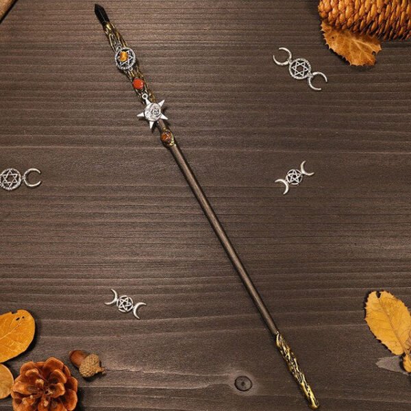 Natural Crystal Scepter Wiccan Wand Magic Altar Ornament Vintage Fairy Wood Stick Props Accessories Handmade Unique Jewelry Gift - Hair Jewelry