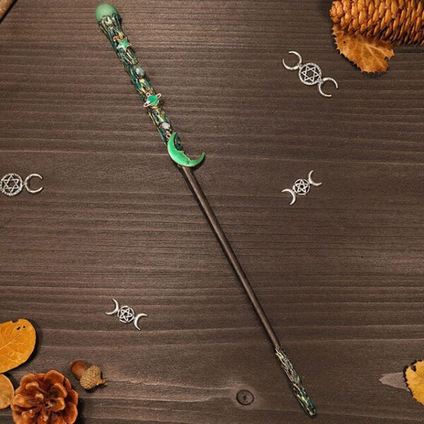Natural Crystal Scepter Wiccan Wand Magic Altar Ornament Vintage Fairy Wood Stick Props Accessories Handmade Unique Jewelry Gift - Hair Jewelry