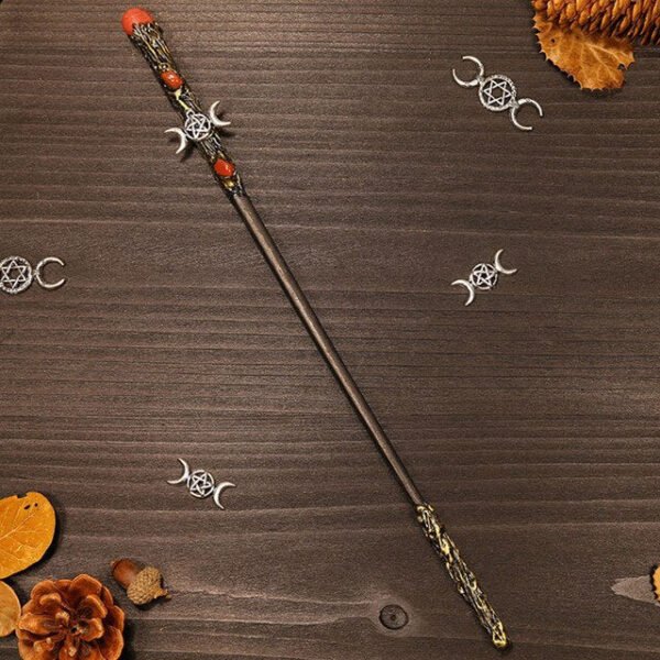 Natural Crystal Scepter Wiccan Wand Magic Altar Ornament Vintage Fairy Wood Stick Props Accessories Handmade Unique Jewelry Gift - Hair Jewelry