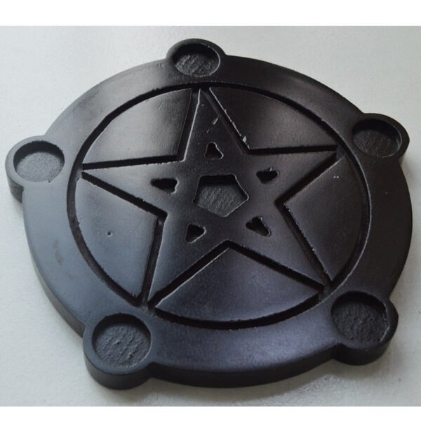 wood Altar candle holders Pentagram wooden Candlestick with Pentacle ritual plate Divination light holders Wicca ceremony props Tarot &Divination