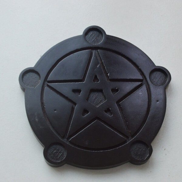 wood Altar candle holders Pentagram wooden Candlestick with Pentaclel plate  light holders Wicca witchcraft supplies Board Game