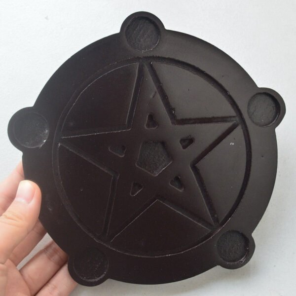 wood Altar candle holders Pentagram wooden Candlestick with Pentaclel plate  light holders Wicca witchcraft supplies Board Game